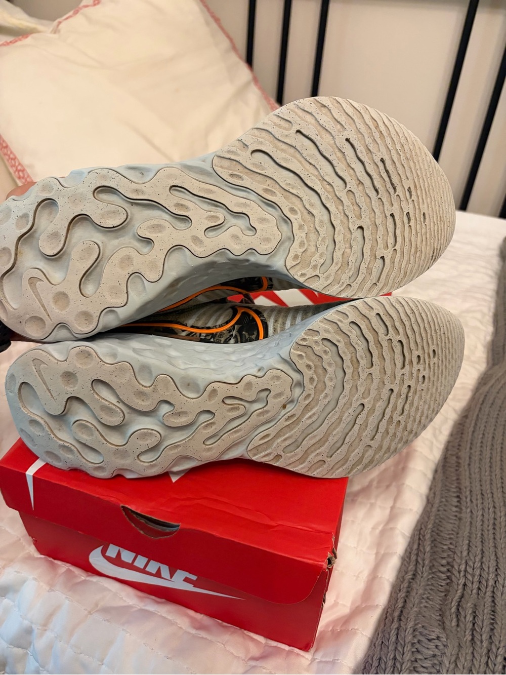 Nike React Infinity Knit Running Shoes - Olive Green with Black & Orange Swoosh - Picture 5 of 8